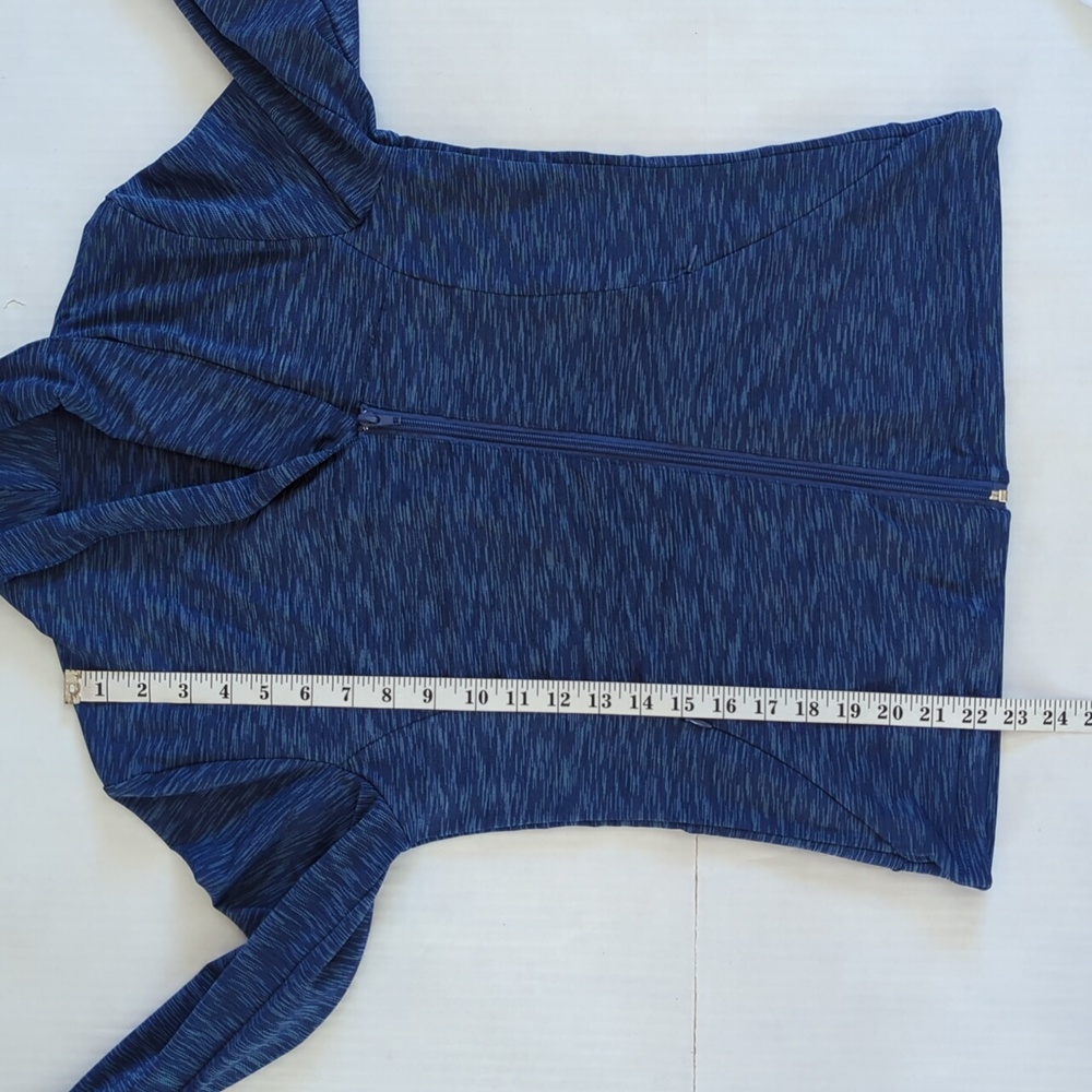 Blue Space Dye Asymmetrical Zipper Athletic Activewear Jacket LARGE Blue - Picture 13 of 13